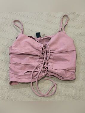 Windsor Lace-Up Corset Crop Top Size S Dusty Pink